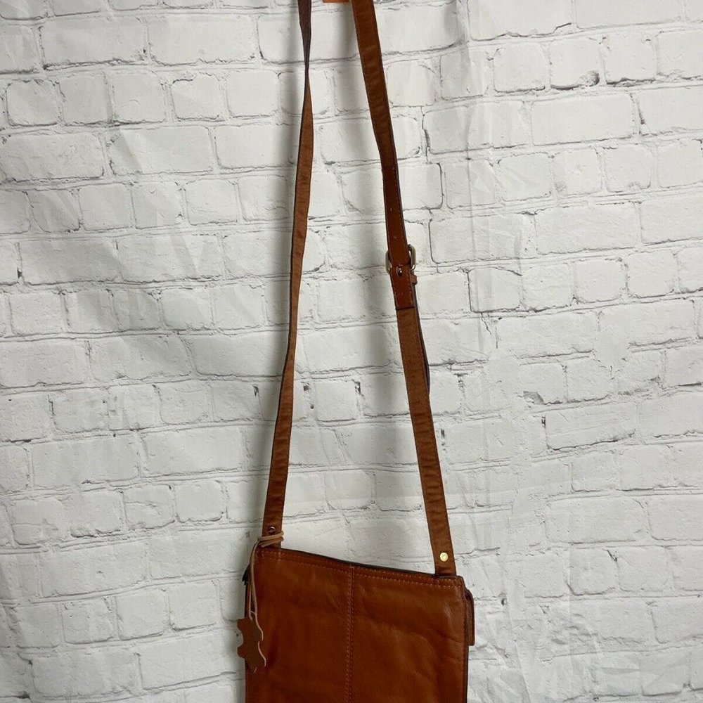 Next 100% Leather Brown Buckle Strap Crossbody Bag - Picture 6 of 7